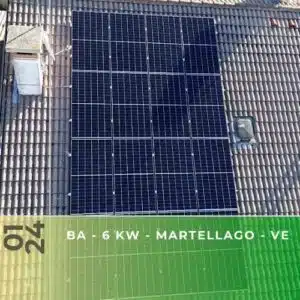 Impianto fotovoltaico da 6kWp con ottimizzatori e con accumulo da 9,6kWh a Martellago VE. Gennaio 2024