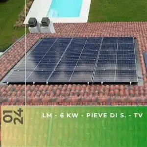 Impianto fotovoltaico da 6kWp con accumulo 9,6kWh a Pieve di Soligo TV. Gennaio 2024