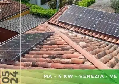 Impianto fotovoltaico da 4kWp con accumulo da 4,8 kWh a Venezia VE. Maggio 2024