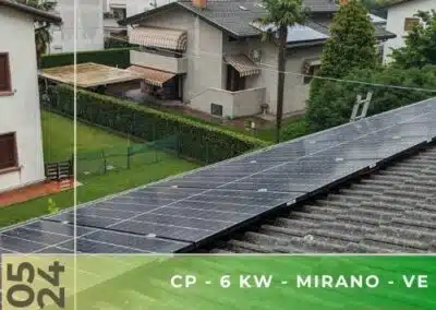 Impianto fotovoltaico da 6 kWp con accumulo da 11,6 kWh a Mirano VE. Maggio 2024
