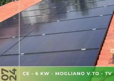 Impianto fotovoltaico da 6kWp con accumulo da 11,6kWp e ottimizzatori a Mogliano V.to TV. Luglio 2024