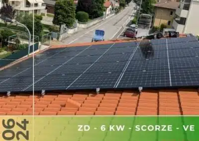 Impianto fotovoltaico da 6kWp a Scorze VE. Giugno 2024